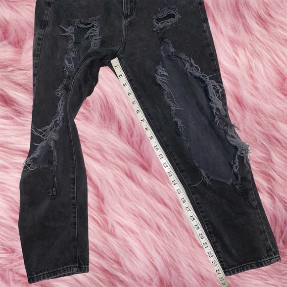 Garage Distressed Black High Waisted Denim Mom Jeans - Picture 8 of 10